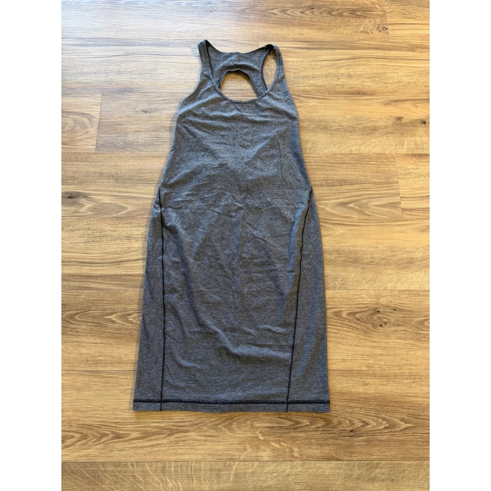 Lululemon Go For It Dress Grey Space Dye Racerback Athletic Dress Keyhole Back 2